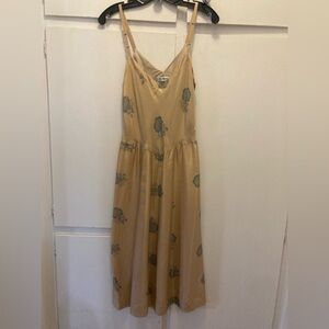 Horses Atelier Silk Slip Dress in Gold Peony